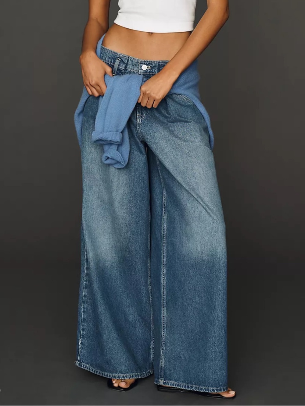 Pilcro Anthropologie Pleated High Rise Wide Leg Jeans Women’s 25 Dark Denim*V8